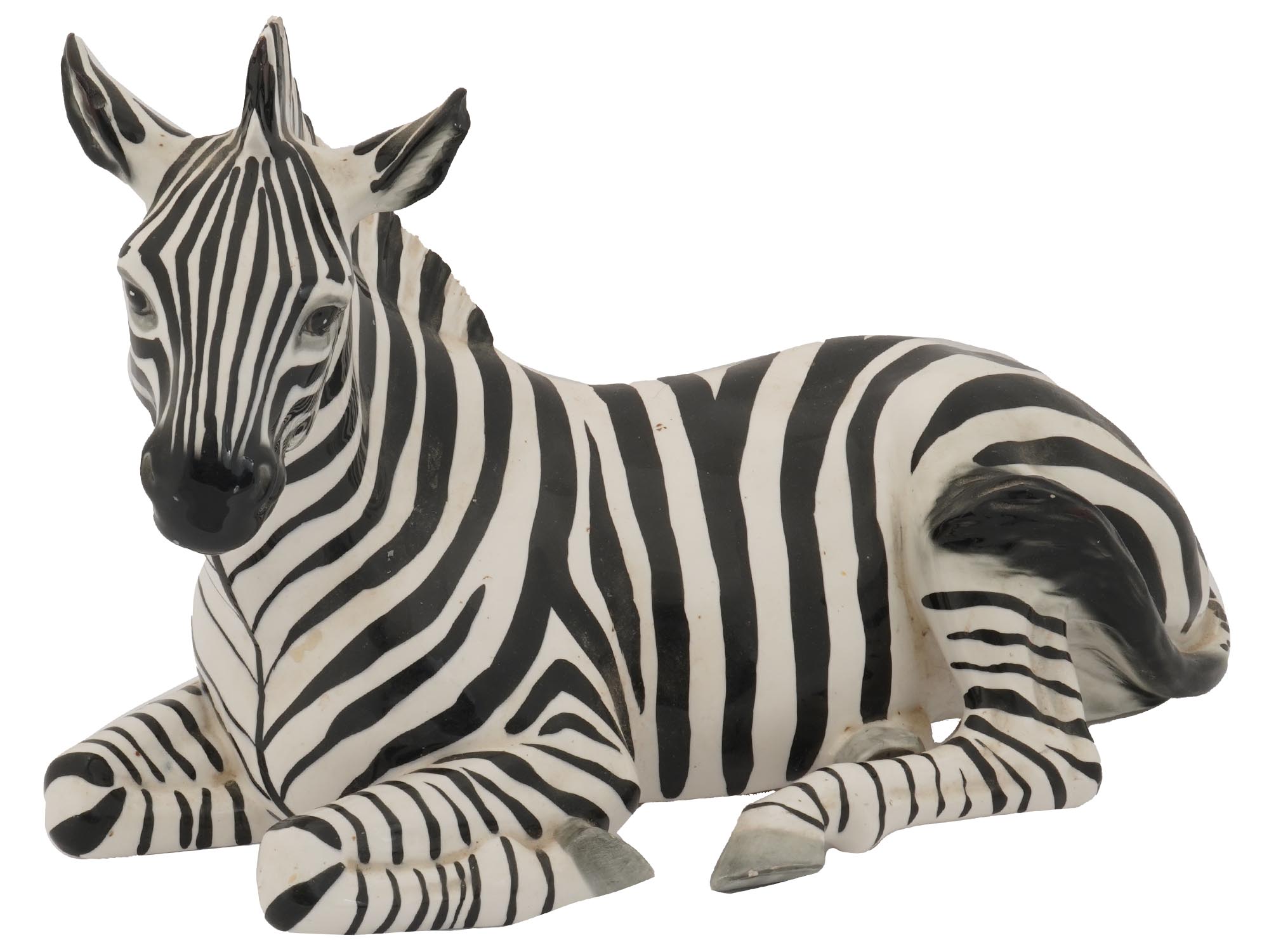 LARGE HAND PAINTED PORCELAIN ZEBRA ANIMAL FIGURE PIC-0